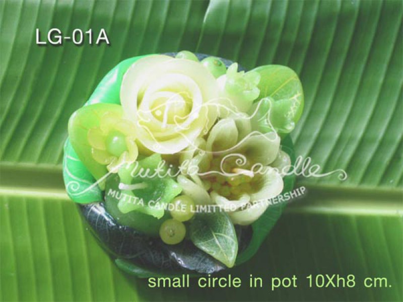เทียนหอม เดชอุดม : GREEN APPLE SET|A TOUCH OF FRUIT MIXED WITH WILD FLOWERS CANDLE|LG-01A|small circle pot 10 x h 8 cm