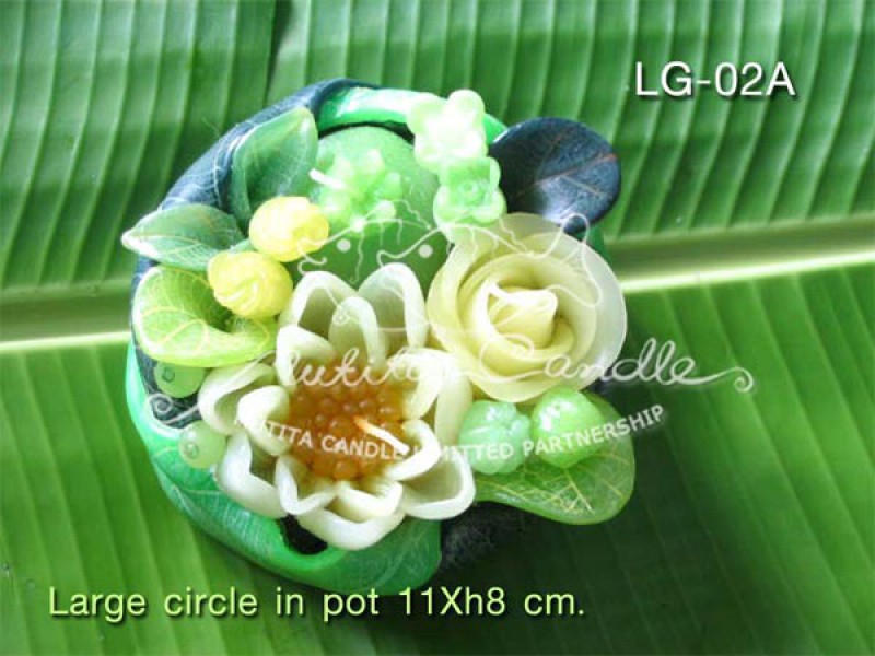 เทียนหอม เดชอุดม : GREEN APPLE SET|A TOUCH OF FRUIT MIXED WITH WILD FLOWERS CANDLE|LG-02A|large circle pot  11 x h8 cm