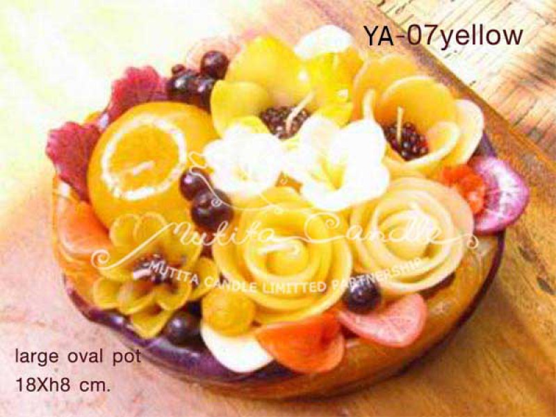 เทียนหอม เดชอุดม : YELLOW APPLE SET|A TOUCH OF FRUIT MIXED WITH WILD FLOWERS CANDLE|YA-07 Yellow|large oval pot 18 x h 8 cm