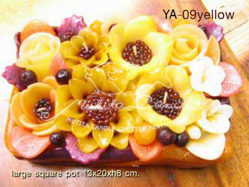 เทียนหอม เดชอุดม : YELLOW APPLE SET|A TOUCH OF FRUIT MIXED WITH WILD FLOWERS CANDLE|YA-09 Yellow|large square pot 13 x 20 x h 8 cm