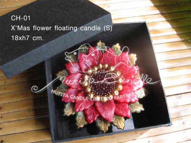 เทียนหอม เดชอุดม : WATER LILY SET|X'Mas Flower Floating Candle 
A TOUCH OF THAI LOTUS CANDLES|CH-01|18 x h 7 cm