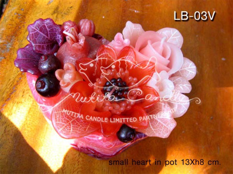 เทียนหอม เดชอุดม : PEACH COLOUR SET|WILDFLOWER MIXED WITH FRUIT CANDLES IN PRETTY PEACH TONES|LB-03V|small heart pot 13 x h 8 cm