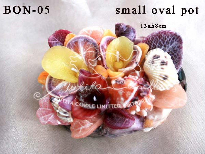 เทียนหอม เดชอุดม :  BROWN OCEAN SET2|THE BEAUTIFUL ROMANTIC BEACH CANDLES|BON-05|small oval pot 13 x h 8 cm