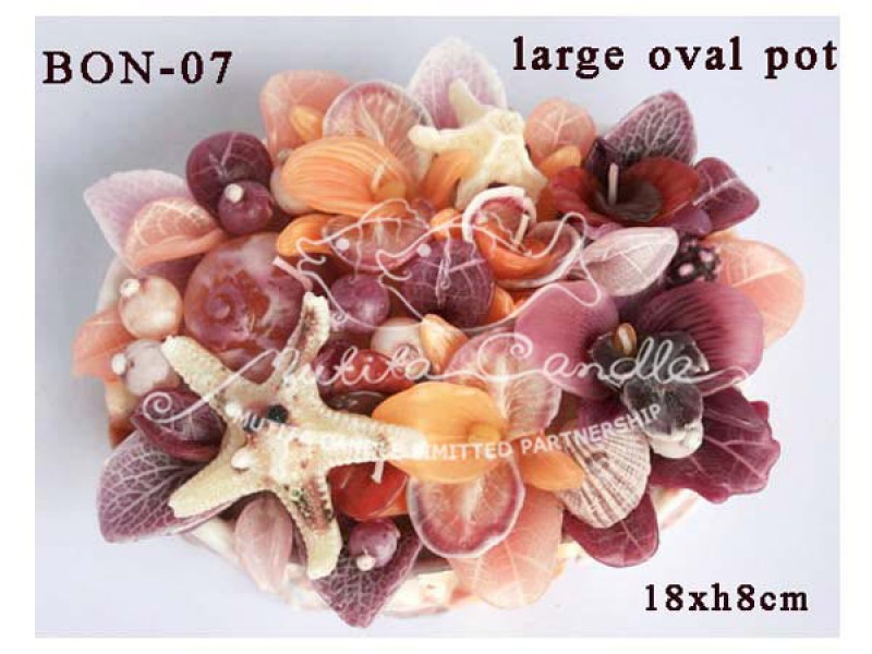 เทียนหอม เดชอุดม :  BROWN OCEAN SET2|THE BEAUTIFUL ROMANTIC BEACH CANDLES|BON-07|large oval pot 18 x h 8 cm