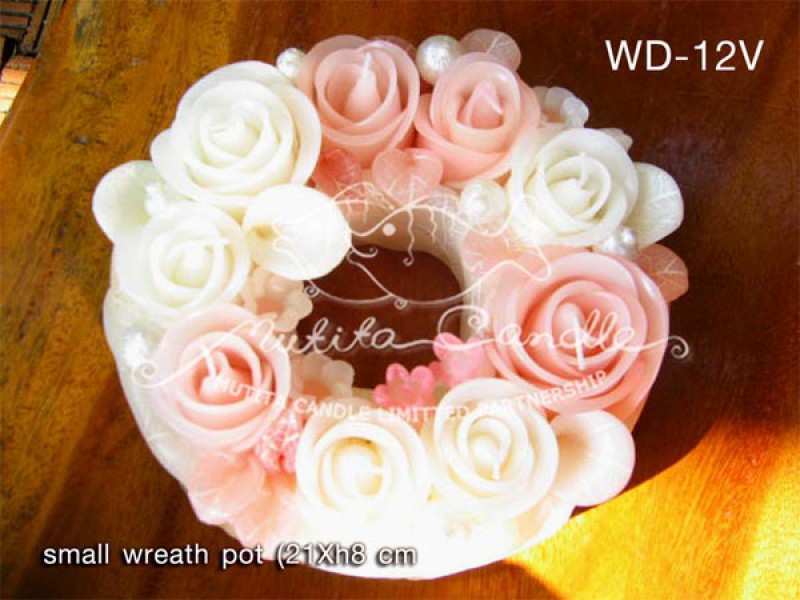 เทียนหอม เดชอุดม : WEDDING SET|Weddng Candles, best elegant Candles for wedding ceremony.
SWEET PASTEL ROSES CANDLES ARRANGTMENT FOR SPECIAL DAY|WD-12V|small wreath (S) 21 x h 8 cm