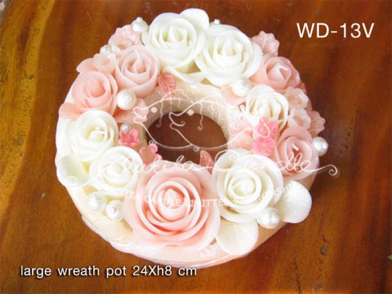 เทียนหอม เดชอุดม : WEDDING SET|Weddng Candles, best elegant Candles for wedding ceremony.
SWEET PASTEL ROSES CANDLES ARRANGTMENT FOR SPECIAL DAY|WD-13V|large wreath pot  24 x h8 cm