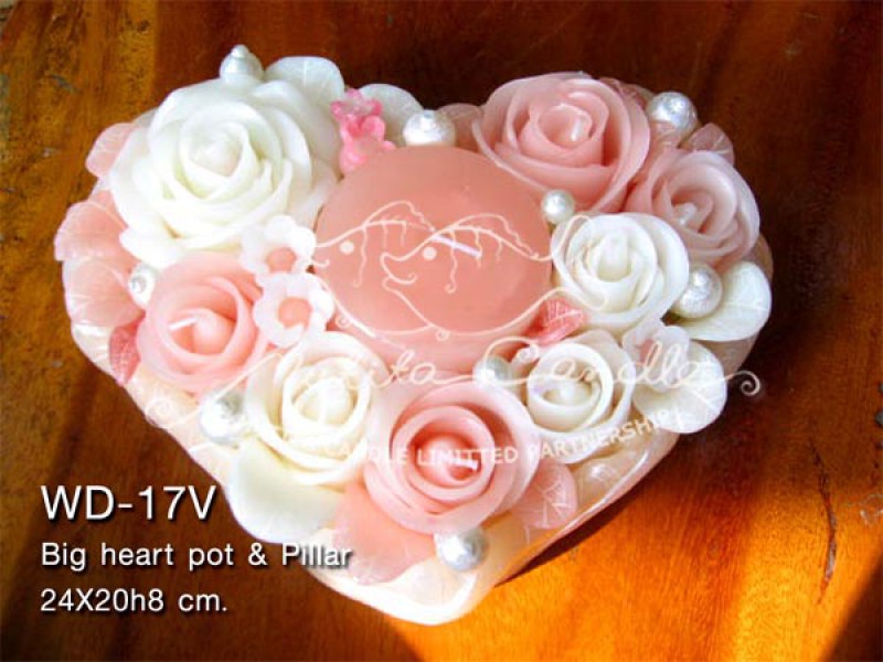 เทียนหอม เดชอุดม : WEDDING SET|Weddng Candles, best elegant Candles for wedding ceremony.
SWEET PASTEL ROSES CANDLES ARRANGTMENT FOR SPECIAL DAY|WD-17V|Big heart pot & Pillar 24 x 20 x h 8 cm