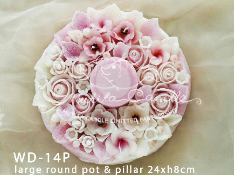 เทียนหอม เดชอุดม :  PINK WEDDING SET|Weddng Candles, best elegant Candles for wedding ceremony.
SOFT PINK FLOWER CANDLES ARRANGTMENT FOR SPECIAL DAY|WD-14P|large round pot & pillar 24 x h 8 cm