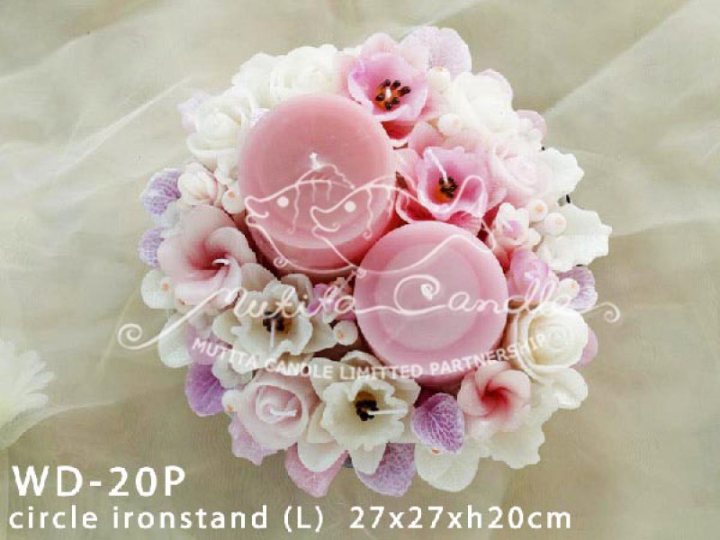 เทียนหอม เดชอุดม :  PINK WEDDING SET|Weddng Candles, best elegant Candles for wedding ceremony.
SOFT PINK FLOWER CANDLES ARRANGTMENT FOR SPECIAL DAY|WD-20P|Circle ironstand (L) 27 x 27 x h20 cm