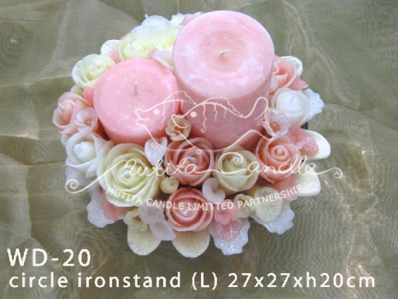 เทียนหอม เดชอุดม :  IVORY WEDDING SET|Weddng Candles, best elegant Candles for wedding ceremony.
CLASSIC IVORY ROSES CANDLES ARRANGTMENT FOR SPECIAL DAY|WD-20|Circle ironstand (L) 27 x 27 x h20 cm