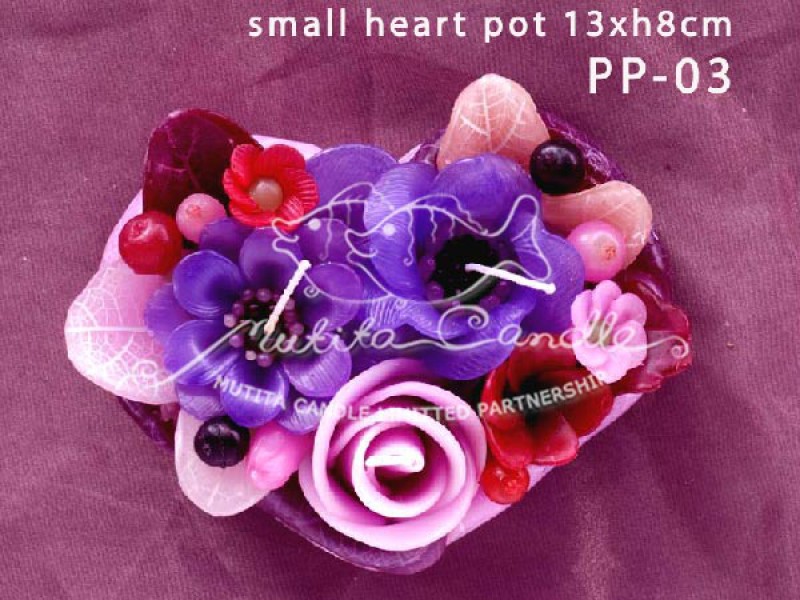 เทียนหอม เดชอุดม : PINK PURPLE|Flower candles from Thailand for any ocassions.
THE BEAUTIFUL ROMANTIC FLOWER CANDLES|PP-03|small heart pot 13 x h 8 cm