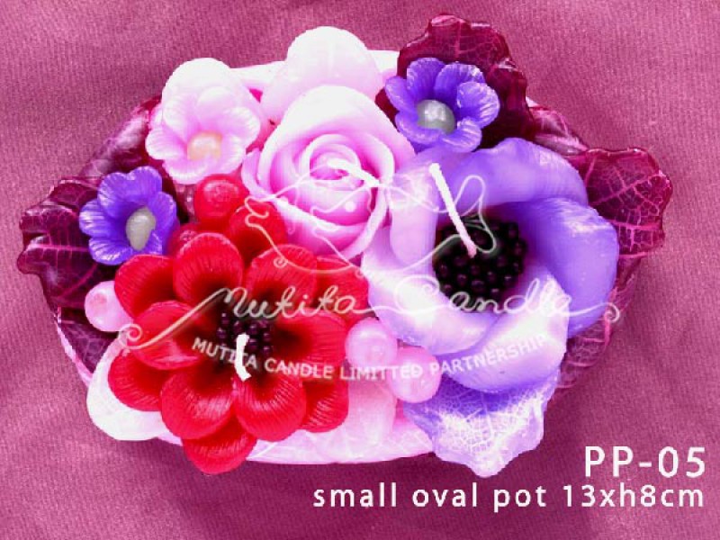 เทียนหอม เดชอุดม : PINK PURPLE|Flower candles from Thailand for any ocassions.
THE BEAUTIFUL ROMANTIC FLOWER CANDLES|PP-05|small oval pot 13 x h 8 cm