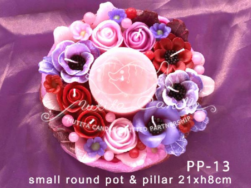 เทียนหอม เดชอุดม : PINK PURPLE|Flower candles from Thailand for any ocassions.
THE BEAUTIFUL ROMANTIC FLOWER CANDLES|PP-13|small round pot & pillar 21 x h 8 cm