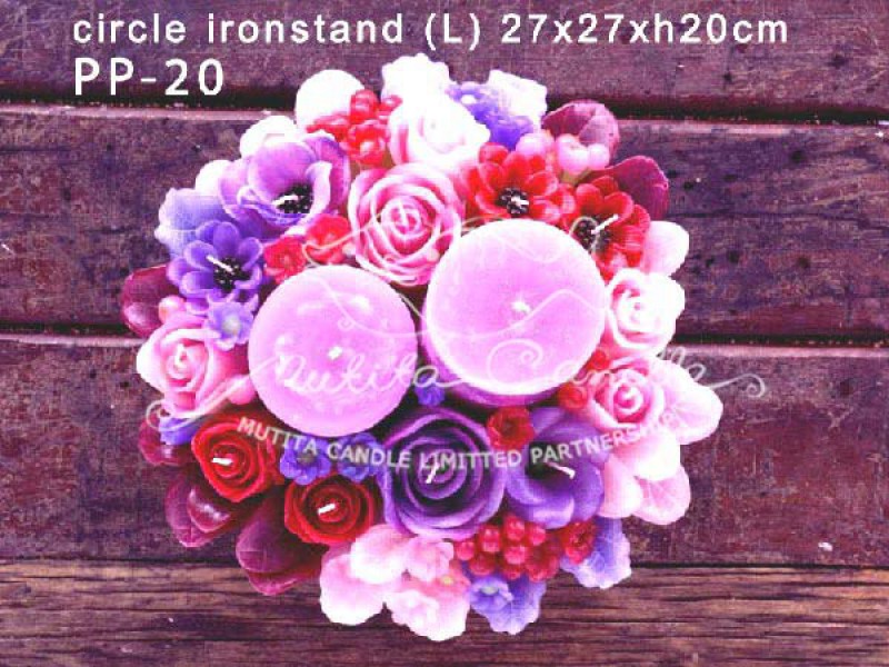 เทียนหอม เดชอุดม : PINK PURPLE|Flower candles from Thailand for any ocassions.
THE BEAUTIFUL ROMANTIC FLOWER CANDLES|PP-20|Circle ironstand (L) 27 x 27 x h 20 cm