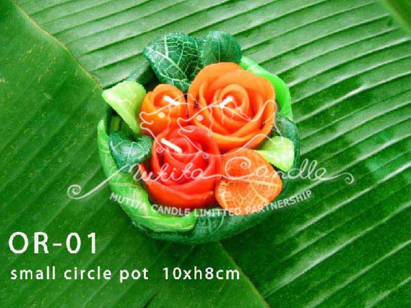 เทียนหอม เดชอุดม :  ORANGE ROSES|ORANGE ROSES CANDLE, SWEET AND SOFT AROMATIC|OR-01|small circle pot 10 x h 8 cm