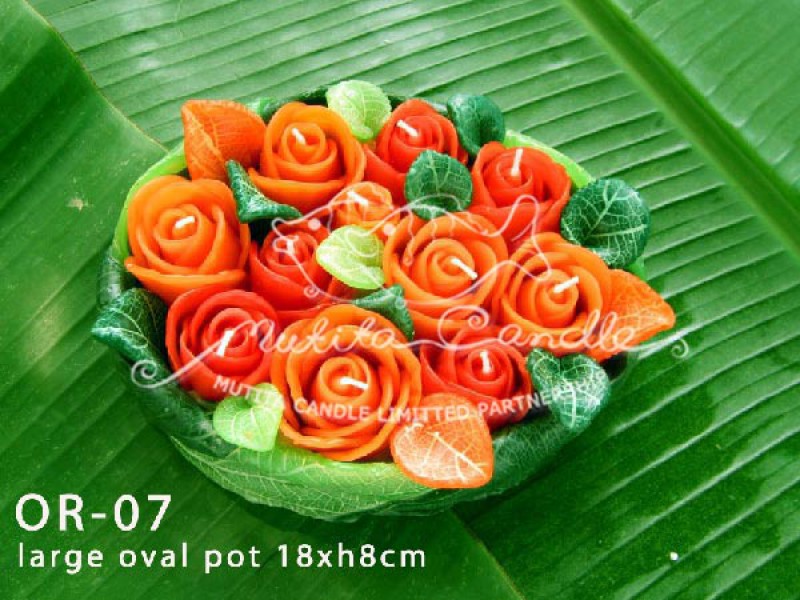 เทียนหอม เดชอุดม :  ORANGE ROSES|ORANGE ROSES CANDLE, SWEET AND SOFT AROMATIC|OR-07|large oval pot 18 x h 8 cm