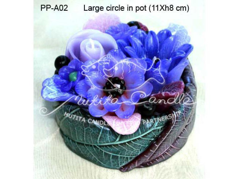 เทียนหอม เดชอุดม :  PINK PURPLE COLOUR A|Flower candles from Thailand for any ocassions
WILD FLOWER CANDLES IN MYSTERIOUS COLOUR|PP-A02|large circle pot  11 x h8 cm