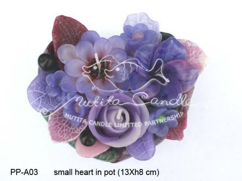 เทียนหอม เดชอุดม :  PINK PURPLE COLOUR A|Flower candles from Thailand for any ocassions
WILD FLOWER CANDLES IN MYSTERIOUS COLOUR|PP-A03|small heart pot 13 x h 8 cm