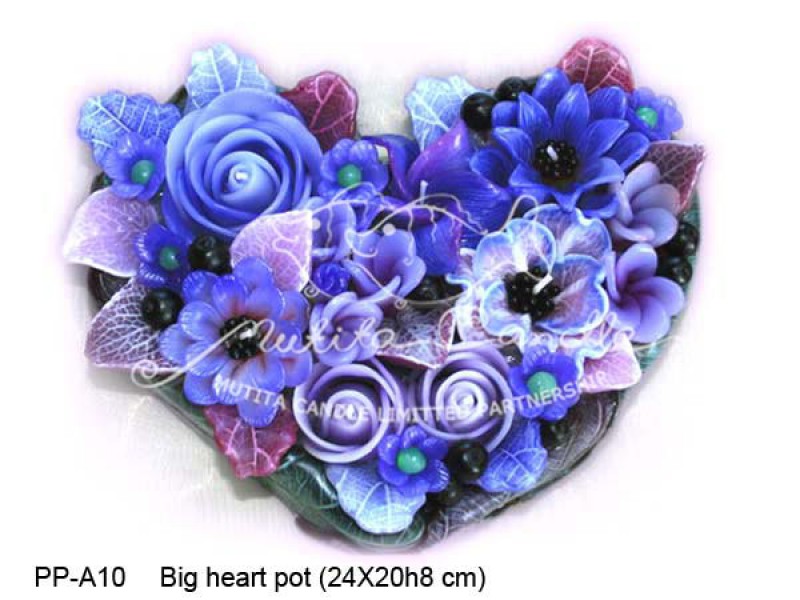 เทียนหอม เดชอุดม :  PINK PURPLE COLOUR A|Flower candles from Thailand for any ocassions
WILD FLOWER CANDLES IN MYSTERIOUS COLOUR|PP-A10|Big heart pot 24 x 20 x h 8 cm