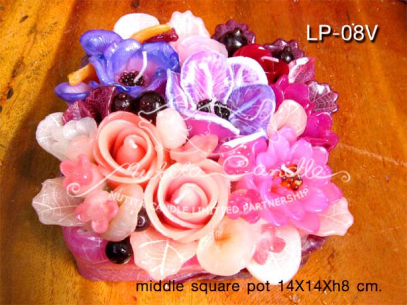 เทียนหอม เดชอุดม : PINK&PURPLE COLOUR SET|Flower candles from Thailand for any ocassions
WILD FLOWER CANDLES IN COLOUR RICH TONES|LP-08V|middle square pot 14 x 14 x h 8 cm