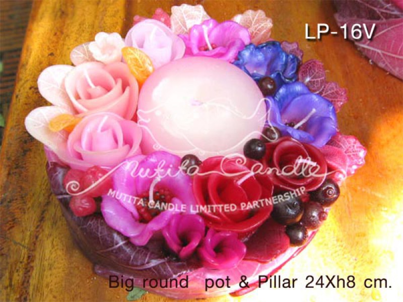 เทียนหอม เดชอุดม : PINK&PURPLE COLOUR SET|Flower candles from Thailand for any ocassions
WILD FLOWER CANDLES IN COLOUR RICH TONES|LP-16V|Big round pot & Pillar 24 x h 8 cm