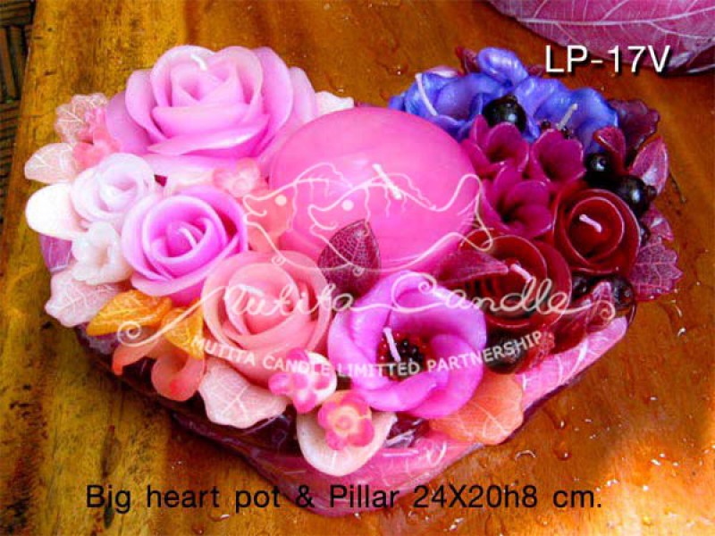 เทียนหอม เดชอุดม : PINK&PURPLE COLOUR SET|Flower candles from Thailand for any ocassions
WILD FLOWER CANDLES IN COLOUR RICH TONES|LP-17V|Big heart pot & Pillar 24 x 20 x h 8 cm