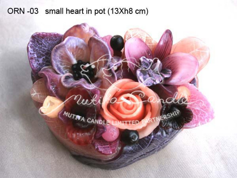 เทียนหอม เดชอุดม :  ORANGE ROSE NEW|Flower candles from Thailand for any ocassions
WILD FLOWER CANDLES IN HARZEL WOOD STYLE|ORN-03|small heart pot 13 x h 8 cm