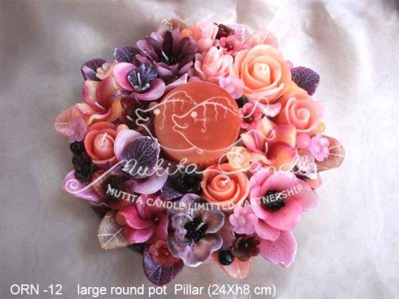 เทียนหอม เดชอุดม :  ORANGE ROSE NEW|Flower candles from Thailand for any ocassions
WILD FLOWER CANDLES IN HARZEL WOOD STYLE|ORN-12|large round pot & pillar 24 x h 8 cm