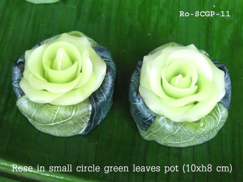 เทียนหอม เดชอุดม : CATALOGUE01|small items of flower candles from Thailand for any ocassions
FLOWER CANDLES COLLECTIONS|Ro-SCGP-11|small circle green leaves pot 10 x h 8 cm