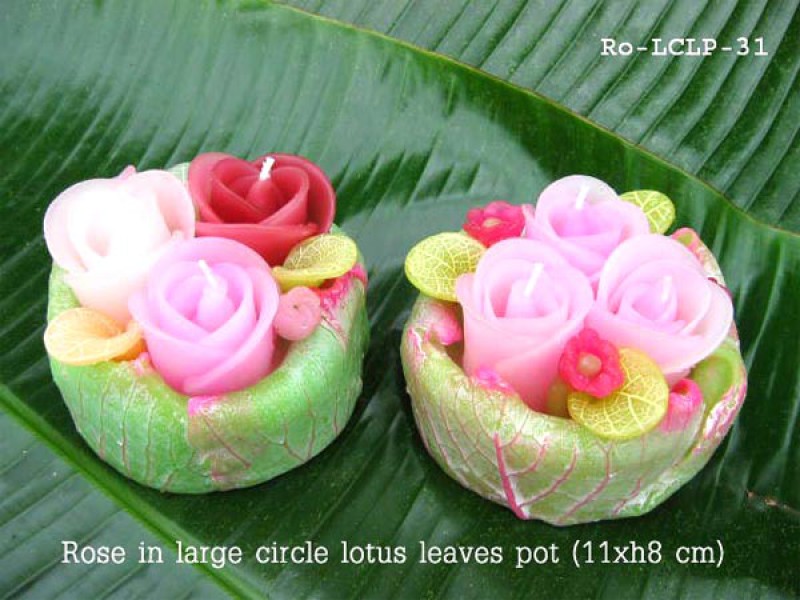 เทียนหอม เดชอุดม : CATALOGUE01|small items of flower candles from Thailand for any ocassions
FLOWER CANDLES COLLECTIONS|Ro-LCLP-31|large circle lotus leaves pot 11 x h 8 cm