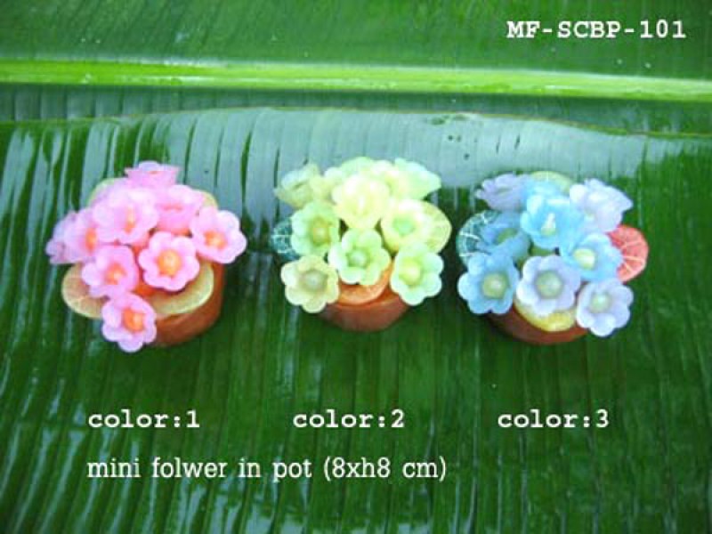 เทียนหอม เดชอุดม : CATALOGUE02|small items of flower candles from Thailand for any ocassions
A TOUCH OF THAI, MIXED WITH WILD FLOWER CANDLES|MF-SCBP-101|mini flower in pot 8 x h 8 cm