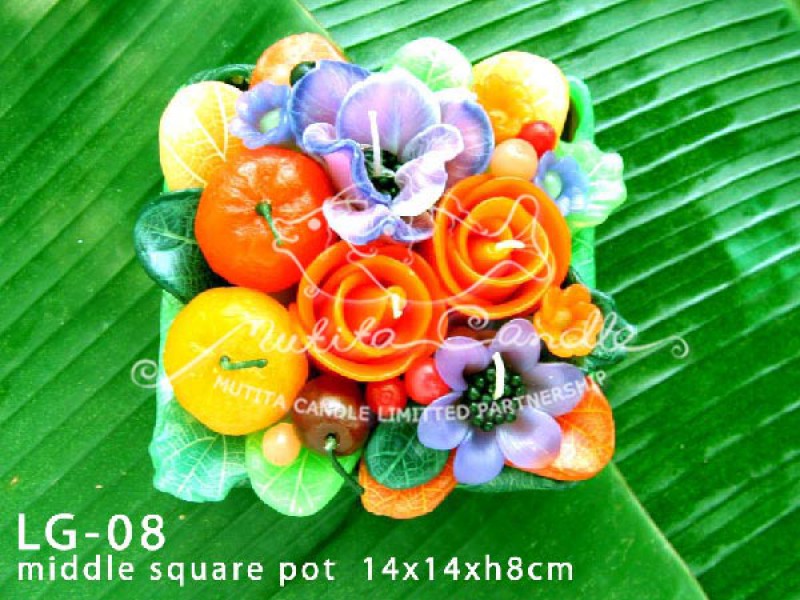 เทียนหอม เดชอุดม : SPRING SET|FLOWER MIXED WITH FRUIT CANDLES, A TOUCH OF SPRING|LG-08|middle square pot  14 x 14 x h8 cm