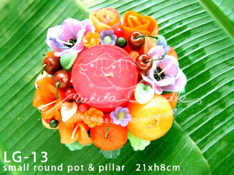 เทียนหอม เดชอุดม : SPRING SET|FLOWER MIXED WITH FRUIT CANDLES, A TOUCH OF SPRING|LG-13|small round pot & pillar  21 x h8 cm
