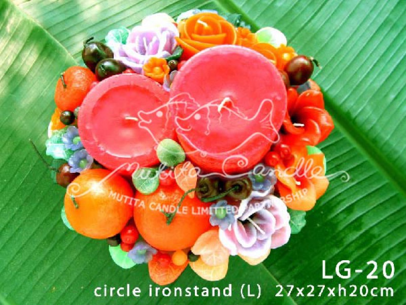 เทียนหอม เดชอุดม : SPRING SET|FLOWER MIXED WITH FRUIT CANDLES, A TOUCH OF SPRING|LG-20|Circle ironstand (L) 27 x 27 x h20 cm