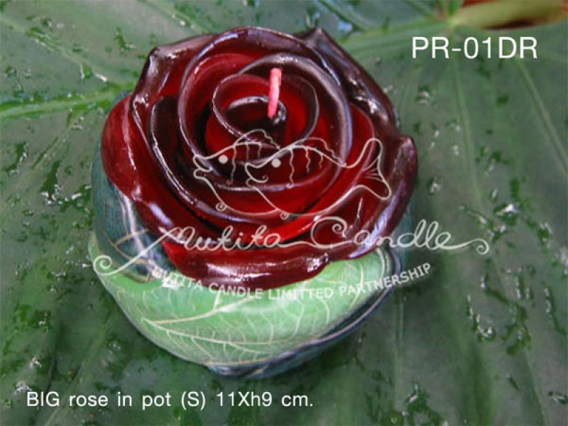 เทียนหอม เดชอุดม :  BIG ROSE SET|BIG ROSE CANDLES SWEET AND SOFT AROMATIC|PR-01DR|BIG Rose in pot (S) 11 x h9 cm