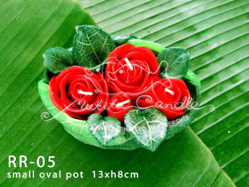 เทียนหอม เดชอุดม : RED ROSES|THE BEAUTIFUL ROMANTIC ROSES CANDLE|RR-05|small oval pot 13 x h 8 cm