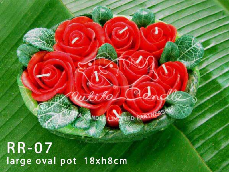 เทียนหอม เดชอุดม : RED ROSES|THE BEAUTIFUL ROMANTIC ROSES CANDLE|RR-07|large oval pot 18 x h 8 cm