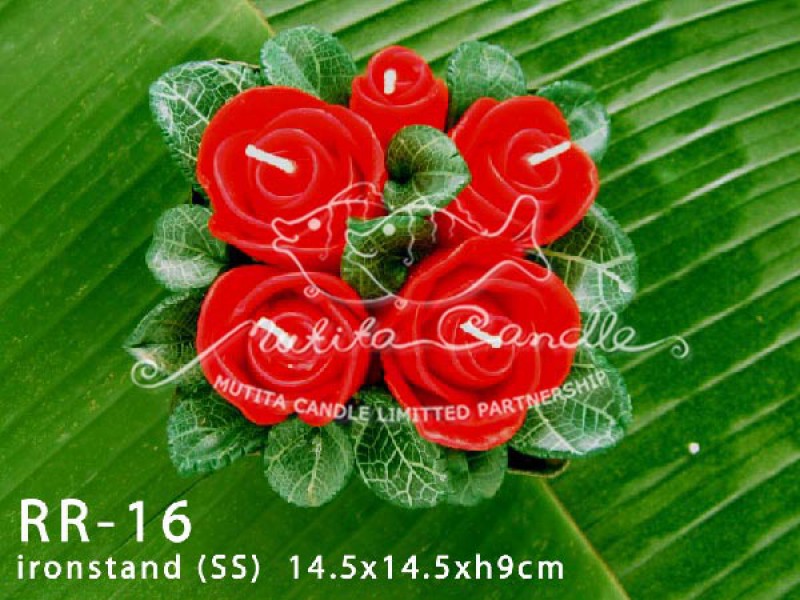 เทียนหอม เดชอุดม : RED ROSES|THE BEAUTIFUL ROMANTIC ROSES CANDLE|RR-16|Ironstand (SS) 14.5 x 14.5 x h9 cm