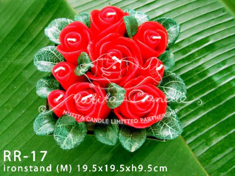 เทียนหอม เดชอุดม : RED ROSES|THE BEAUTIFUL ROMANTIC ROSES CANDLE|RR-17|Ironstand (M) 19.5 x 19.5 x h9.5 cm