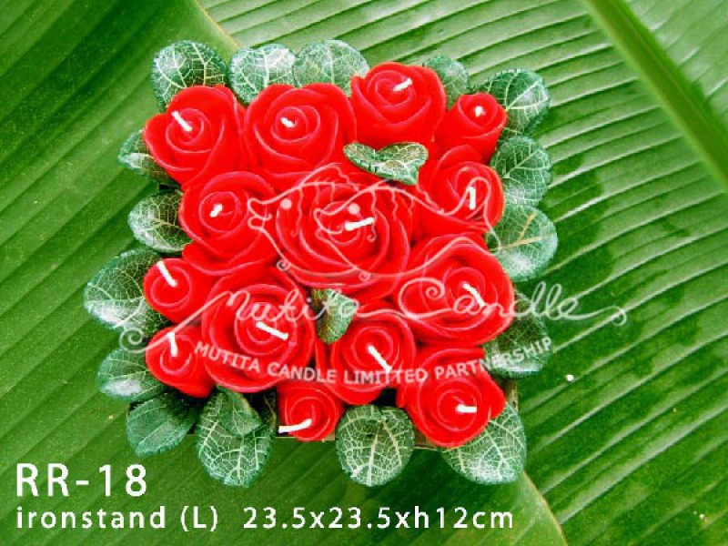 เทียนหอม เดชอุดม : RED ROSES|THE BEAUTIFUL ROMANTIC ROSES CANDLE|RR-18|Ironstand (L) 23.5 x 23.5 x h12 cm